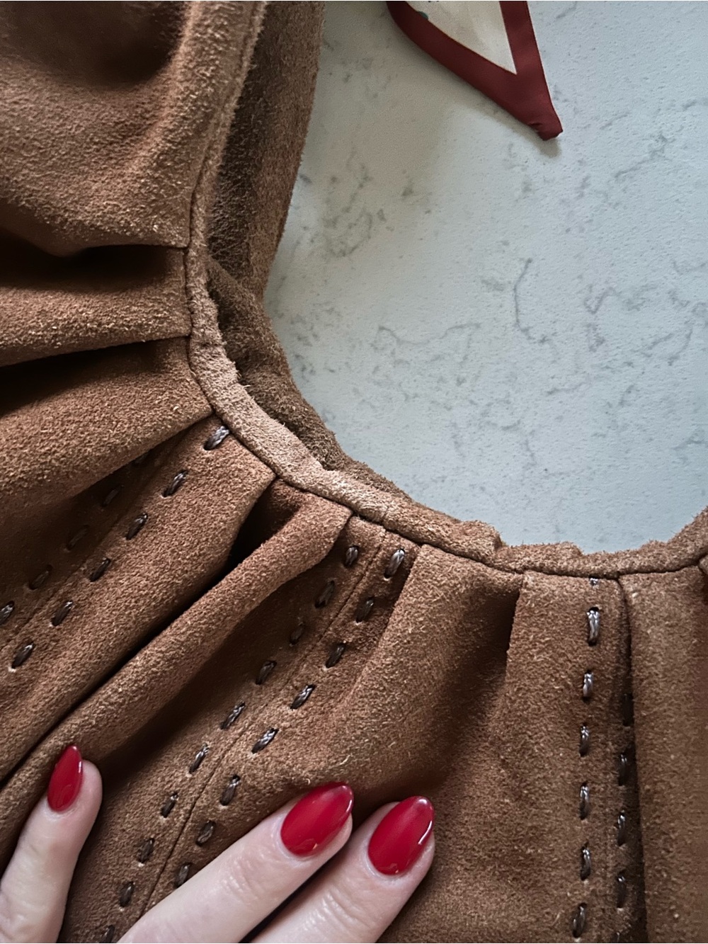 Free People Skadi Suede Scrunch
Tote Hobo Shoulder Bag-Strawberry Charm & Scarf - Picture 13 of 16
